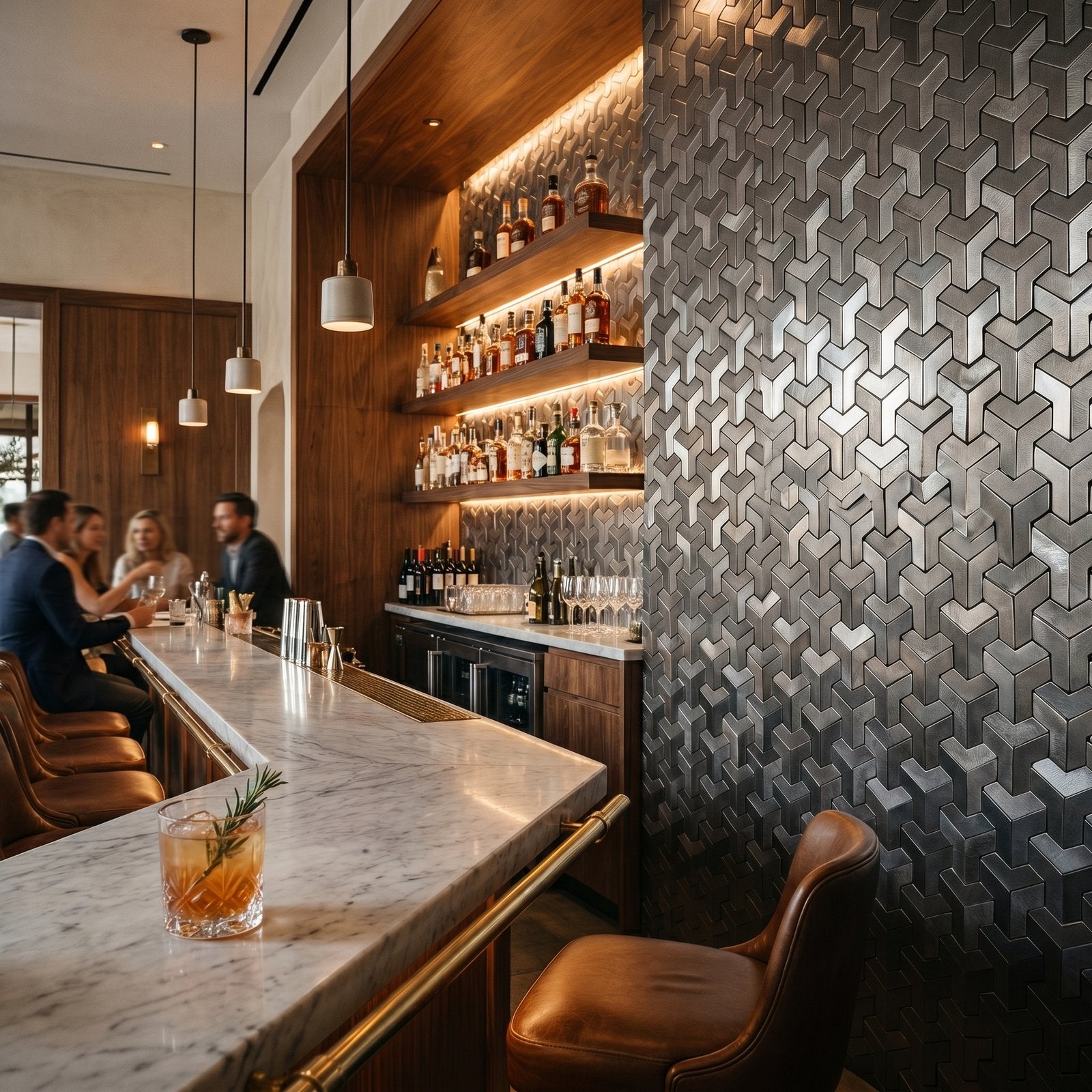 Peel and Stick Backsplash | Trifold 3D Anthracite | 11.02×11.93"