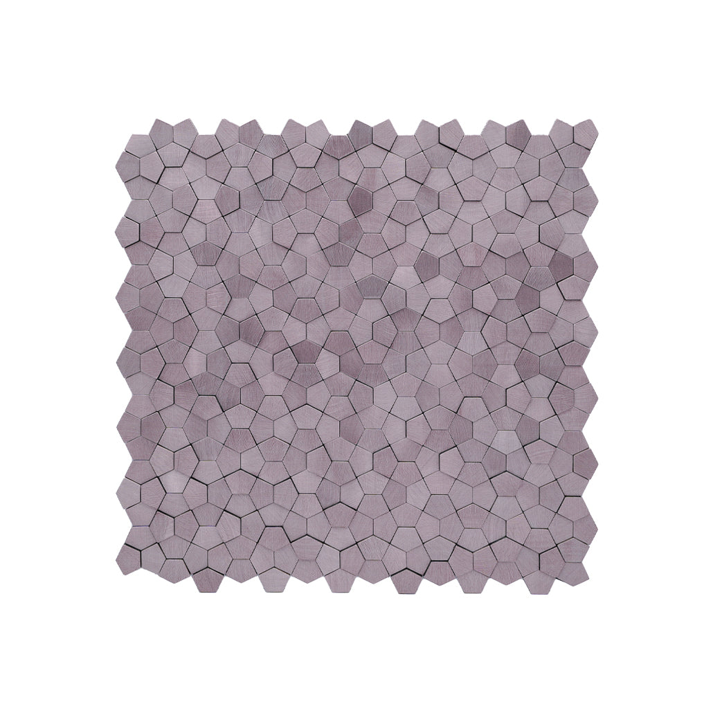 Peel and Stick Mosaic Tile | Pentagon 3D Pink | 11.1×11.1 in | Metal