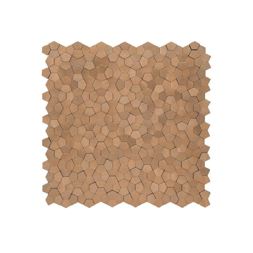 Peel and Stick Mosaic Tile | Pentagon 3D Salmon | 11.1×11.1 in | Metal