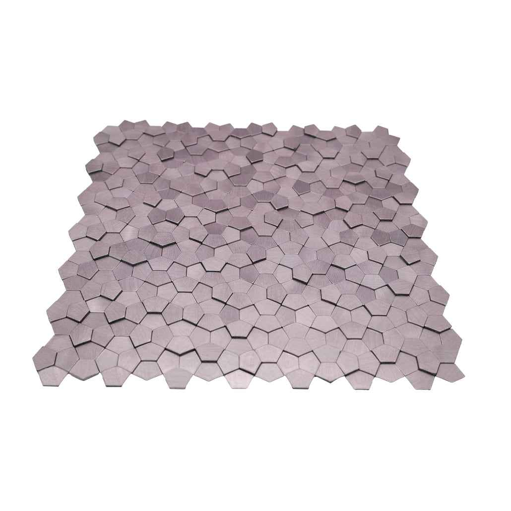 Peel and Stick Mosaic Tile | Pentagon 3D Pink | 11.1×11.1 in | Metal