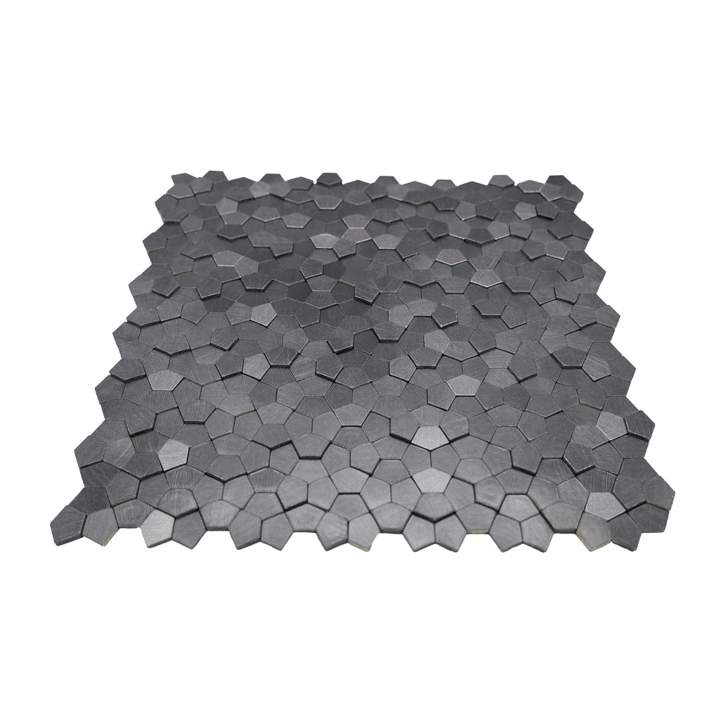 Peel and Stick Backsplash | Pentagon 3D Anthracite | 11.1×11.1"