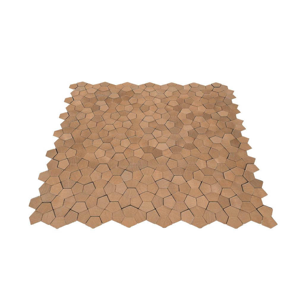 Peel and Stick Mosaic Tile | Pentagon 3D Salmon | 11.1×11.1 in | Metal