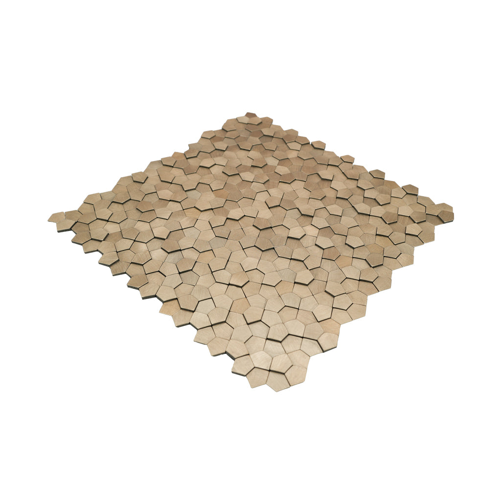 Peel and Stick Backsplash | Pentagon 3D Champagne | 11.1×11.1"