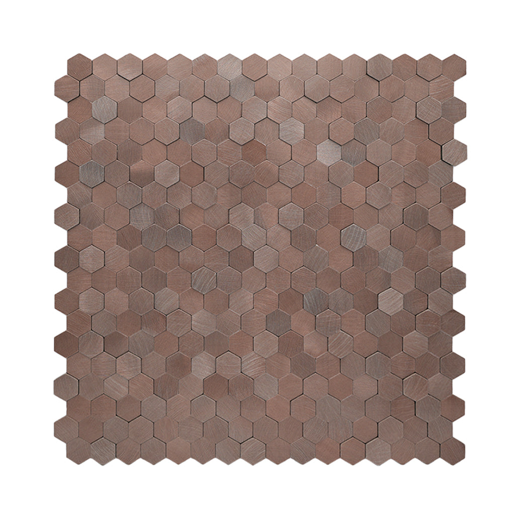 Peel and Stick Backsplash | Mini Hexagon 3D Dark Copper | 11.73×12.09"