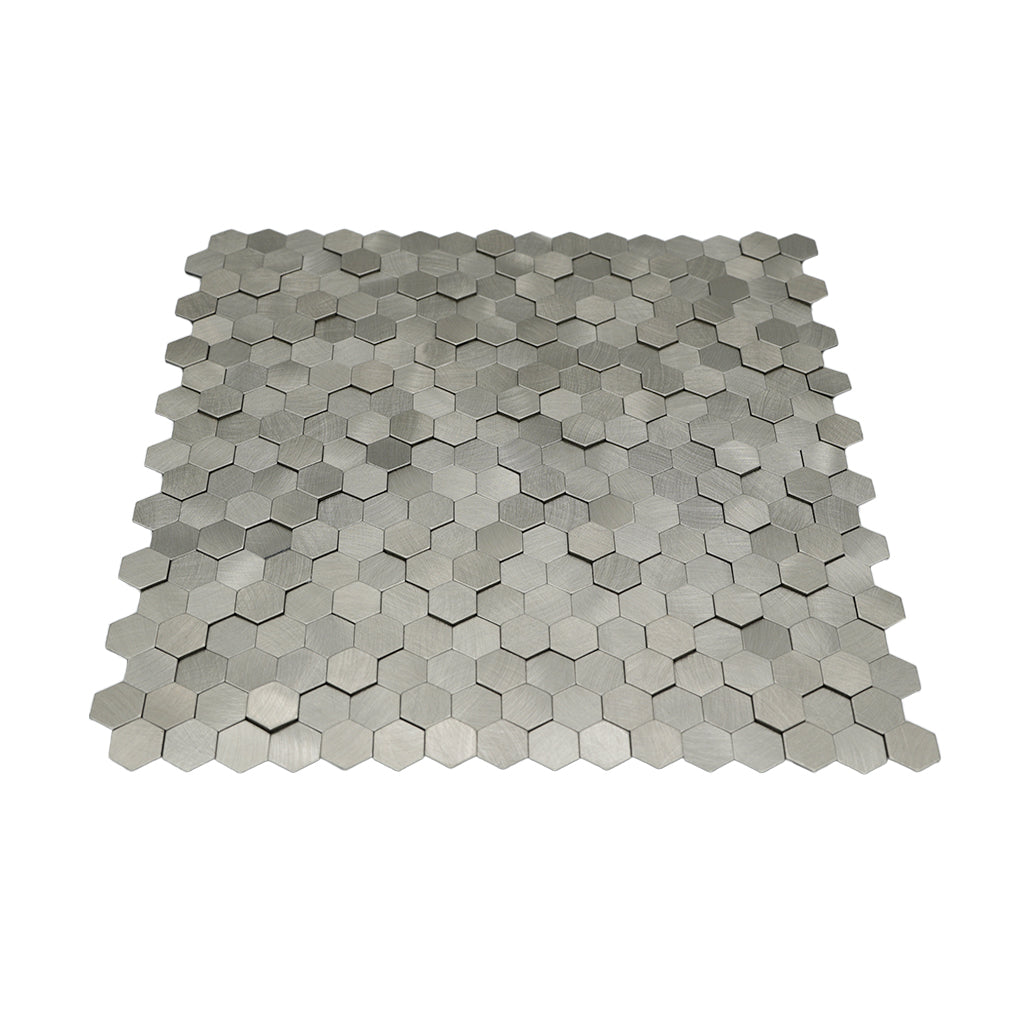 Peel and Stick Backsplash | Mini Hexagon 3D Silver | 11.73×12.09"