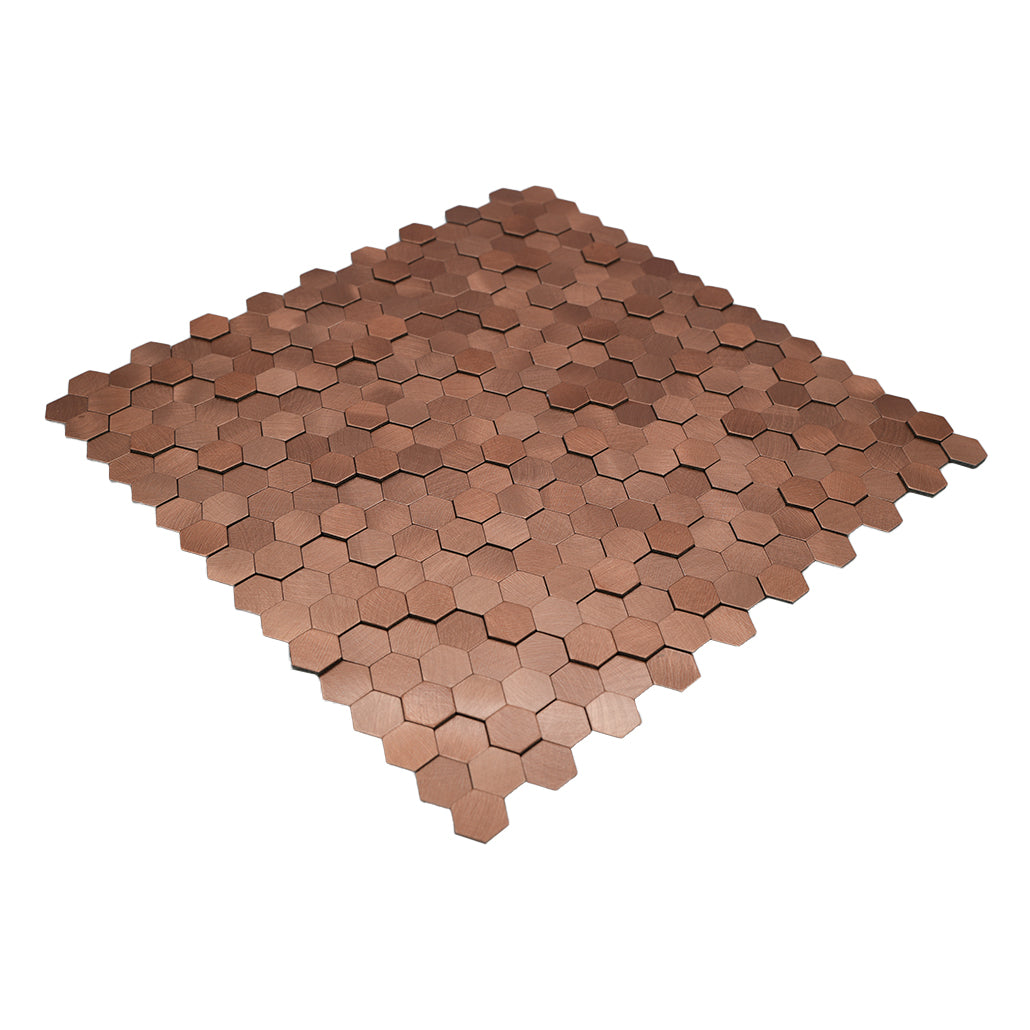 Peel and Stick Backsplash | Mini Hexagon 3D Copper | 11.73×12.09"