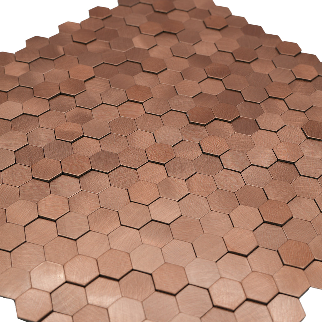 Peel and Stick Backsplash | Mini Hexagon 3D Copper | 11.73×12.09"