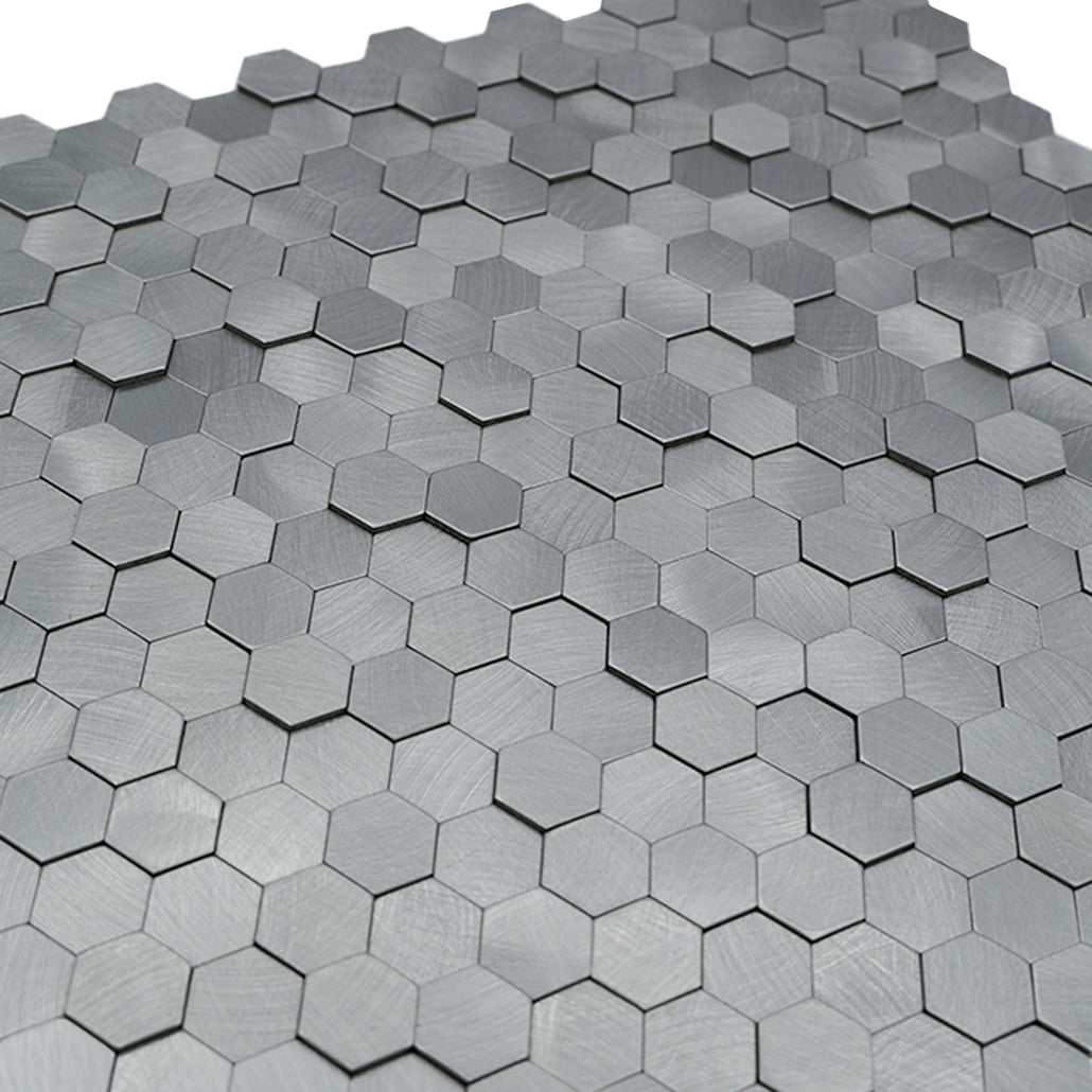 Peel and Stick Backsplash | Mini Hexagon 3D Gray | 11.73×12.09"