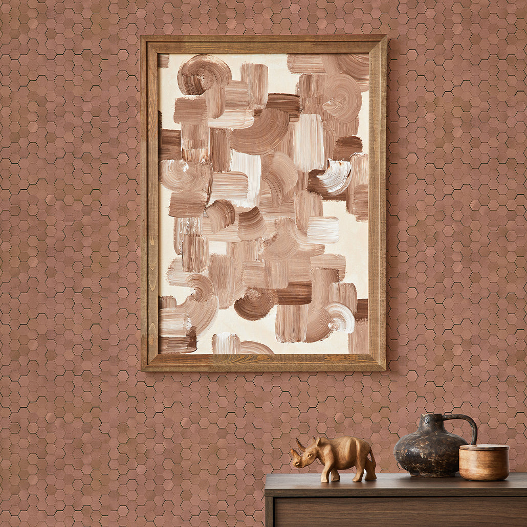 Peel and Stick Backsplash | Mini Hexagon 3D Copper | 11.73×12.09"