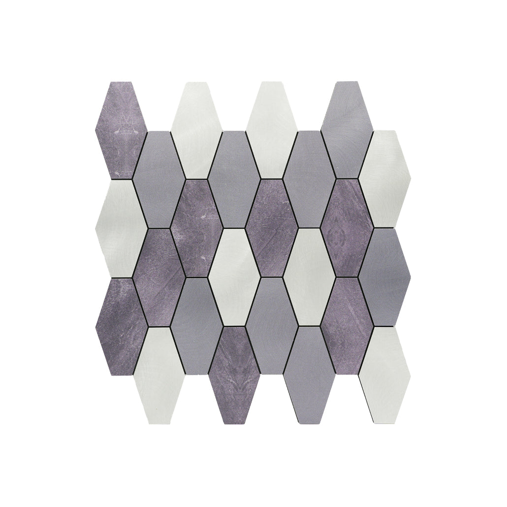 Peel and Stick Mosaic Tile | Picket Mauve | 11.81×11.81 in | Metal