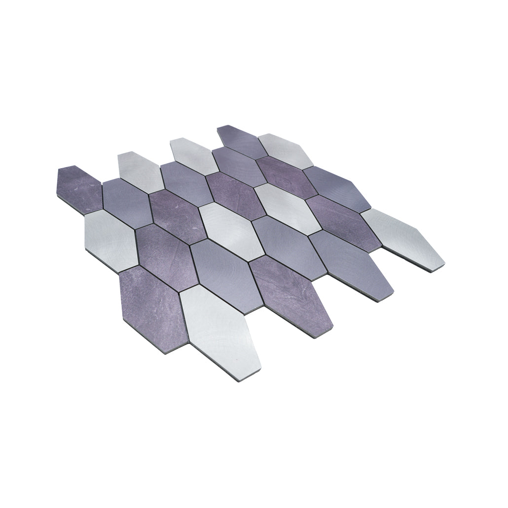 Peel and Stick Mosaic Tile | Picket Mauve | 11.81×11.81 in | Metal