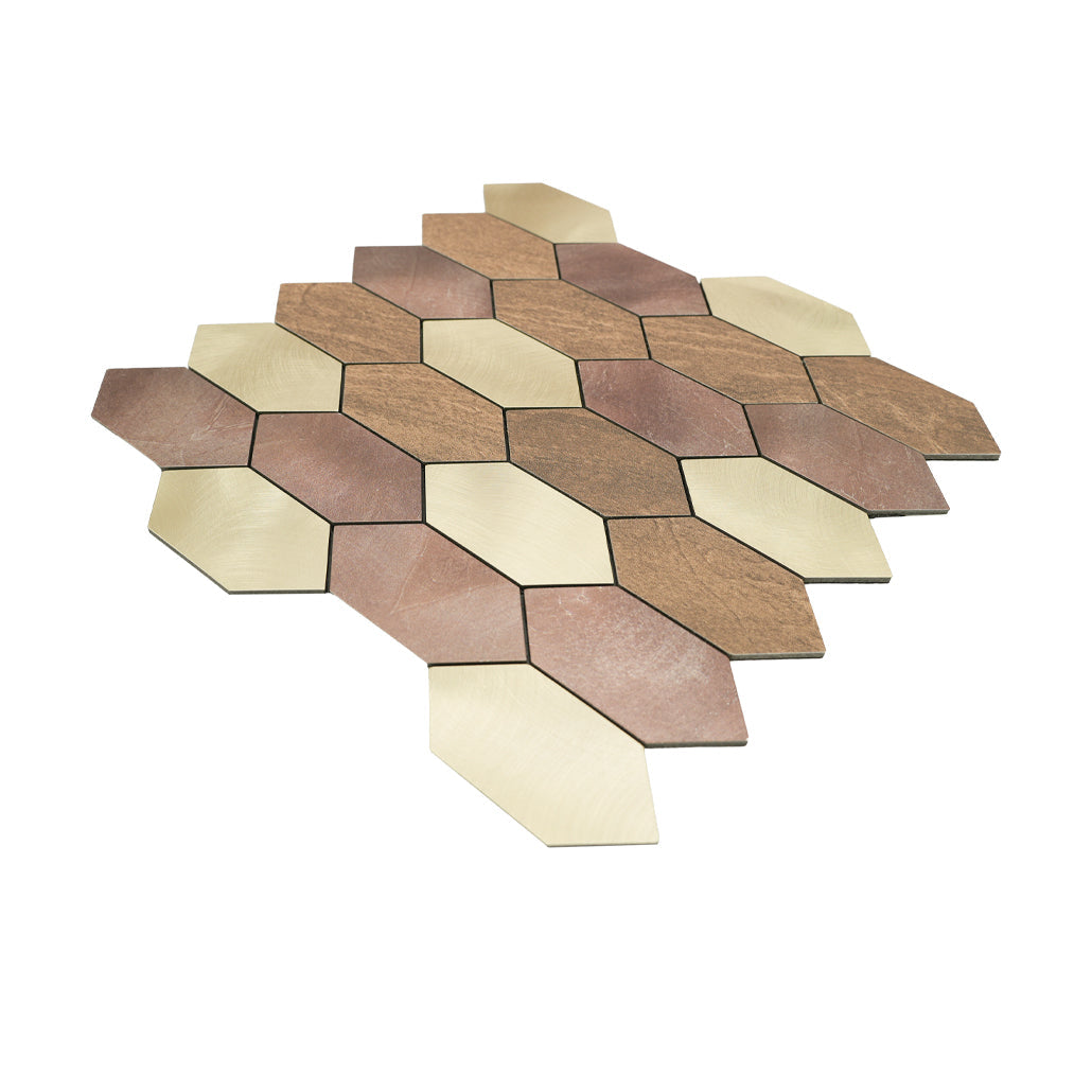 Peel and Stick Mosaic Tile | Picket Champagne | 11.81×11.81 in | Metal