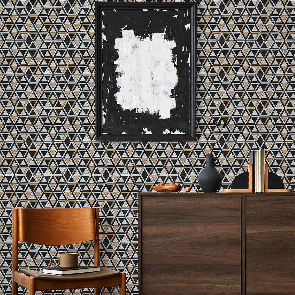 Peel and Stick Backsplash | Triangle Black | 11.3×13.03"