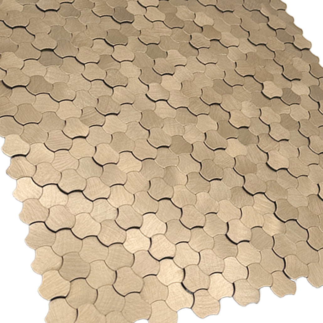 Peel and Stick Backsplash | Trefoil 3D Champagne | 12.01×11.65"