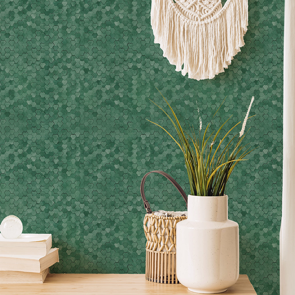 Peel and Stick Backsplash | Trefoil 3D Dark Green | 12.01×11.65"