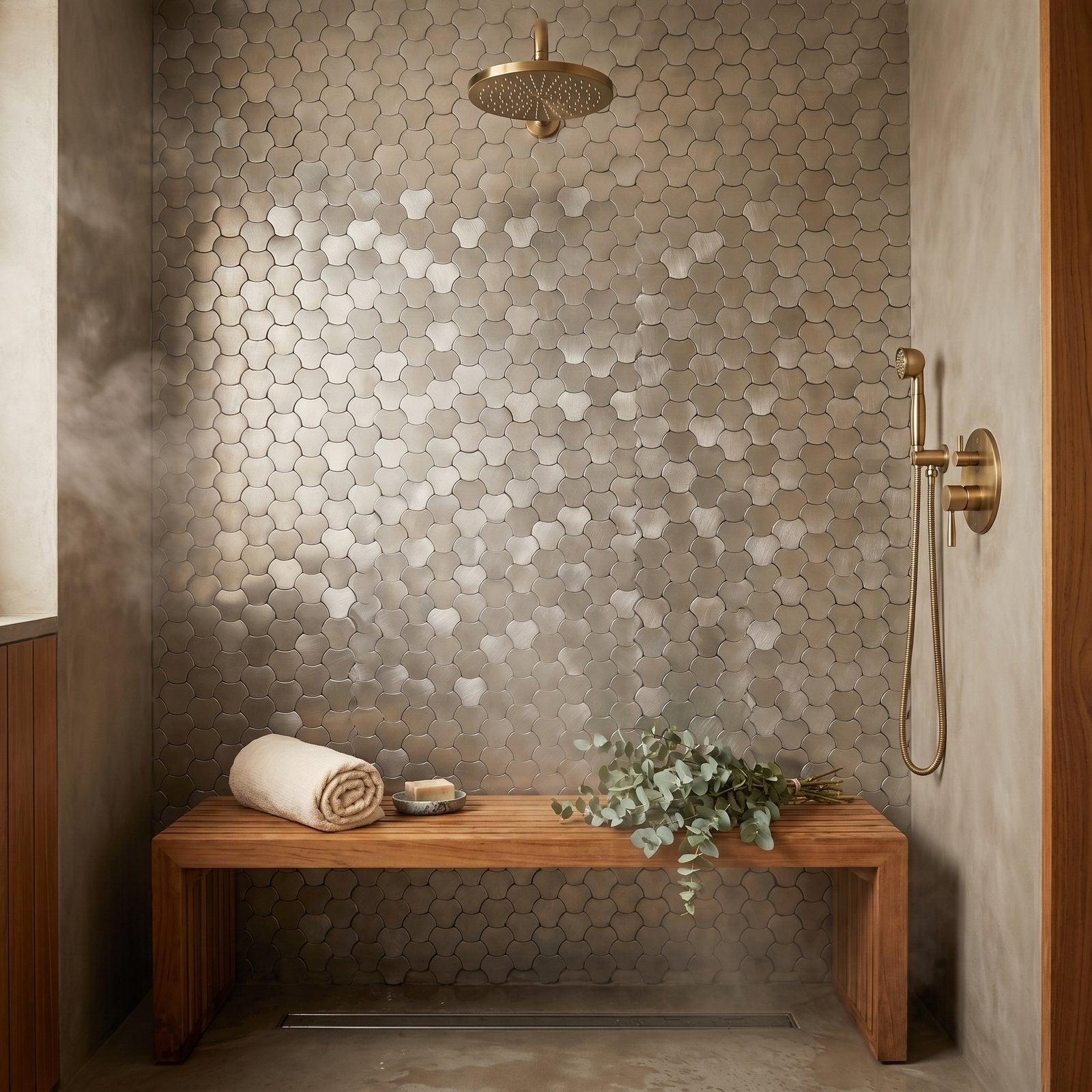 Peel and Stick Backsplash | Trefoil 3D Silver | 12.01×11.65"