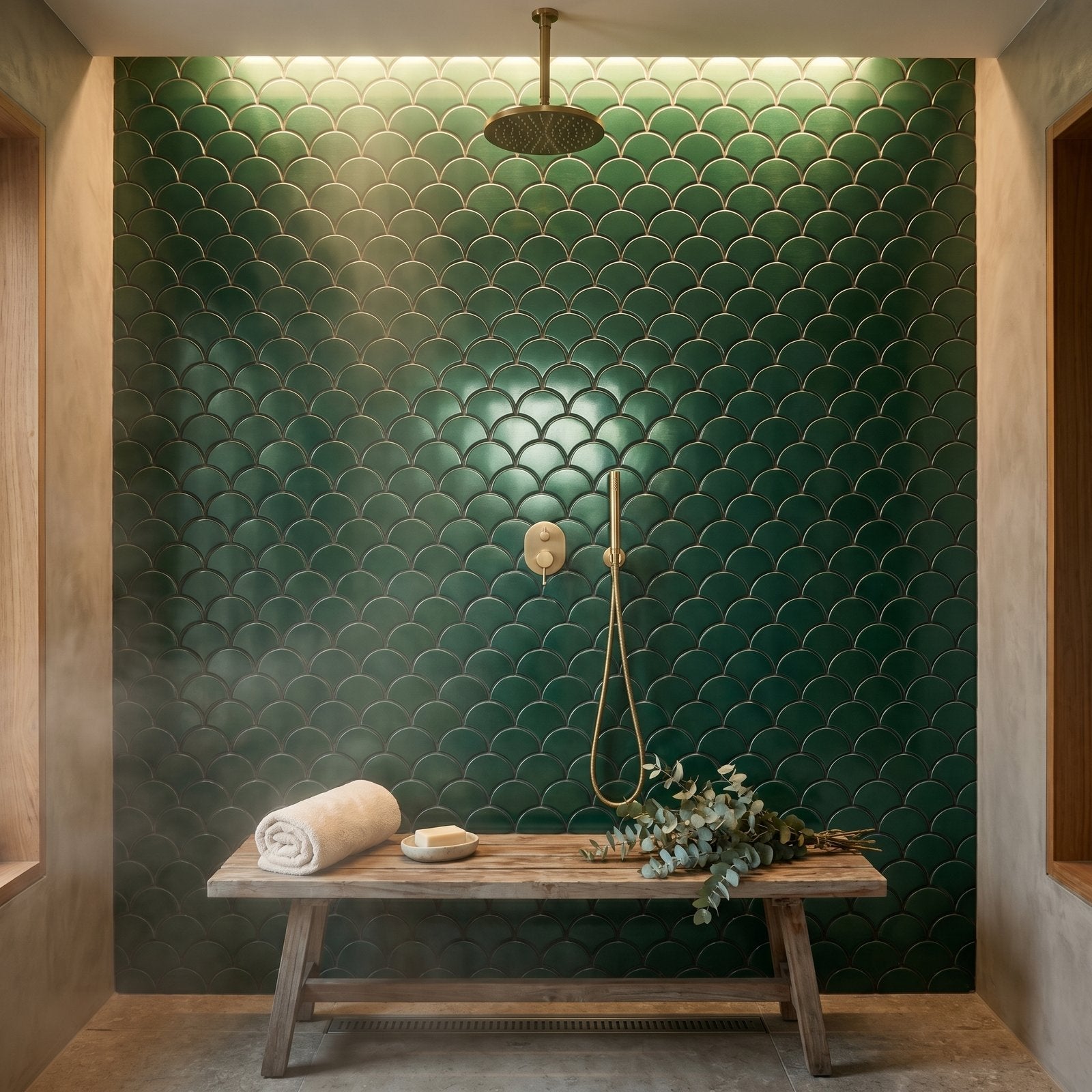Peel and Stick Backsplash | Trefoil 3D Dark Green | 12.01×11.65"