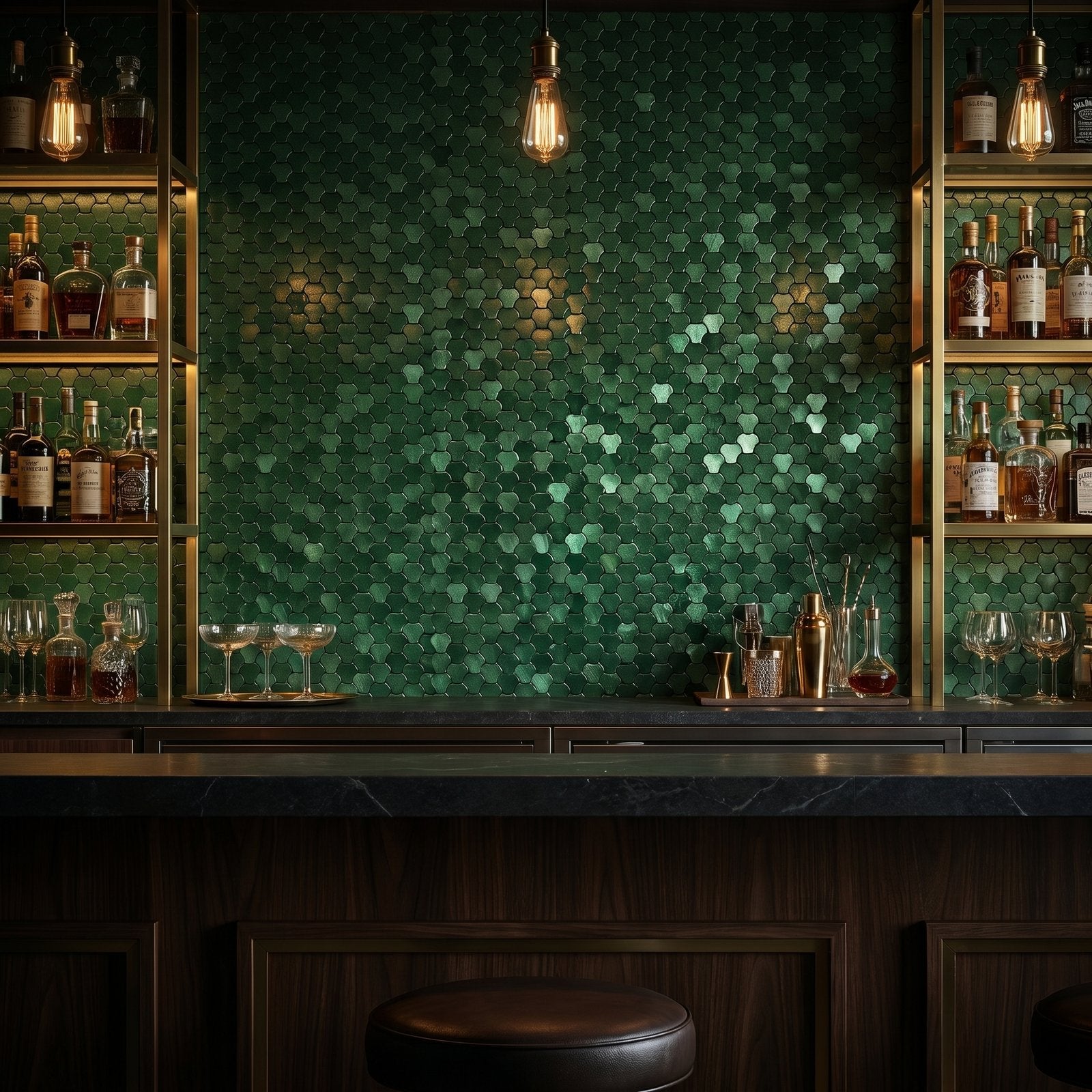 Peel and Stick Backsplash | Trefoil 3D Dark Green | 12.01×11.65"