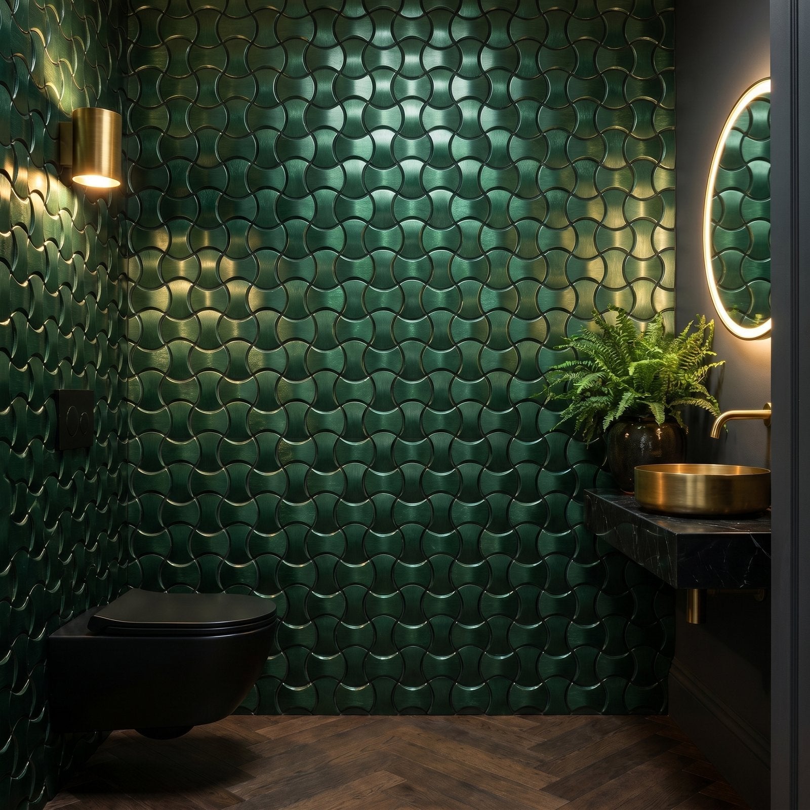 Peel and Stick Backsplash | Trefoil 3D Dark Green | 12.01×11.65"