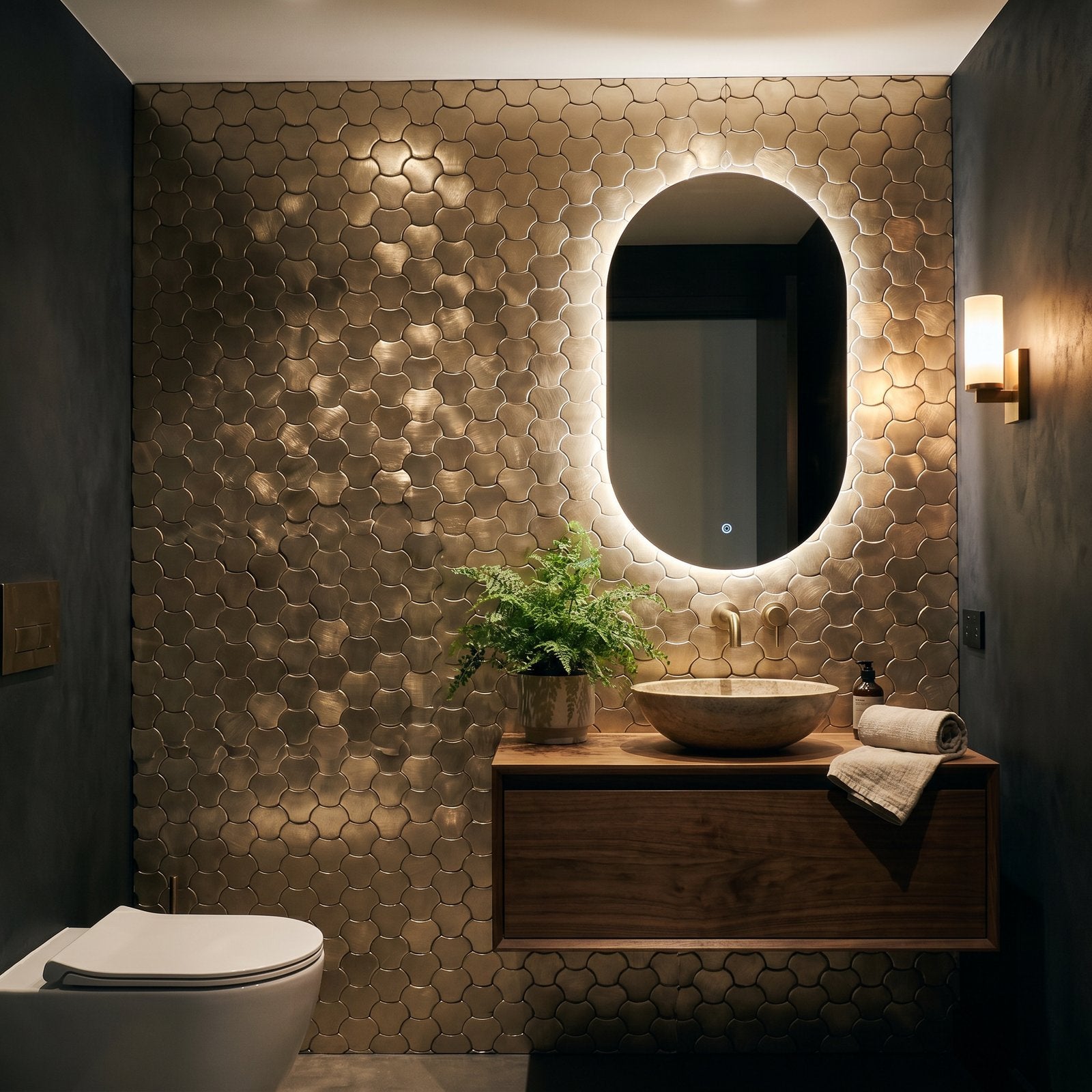 Peel and Stick Backsplash | Trefoil 3D Champagne | 12.01×11.65"