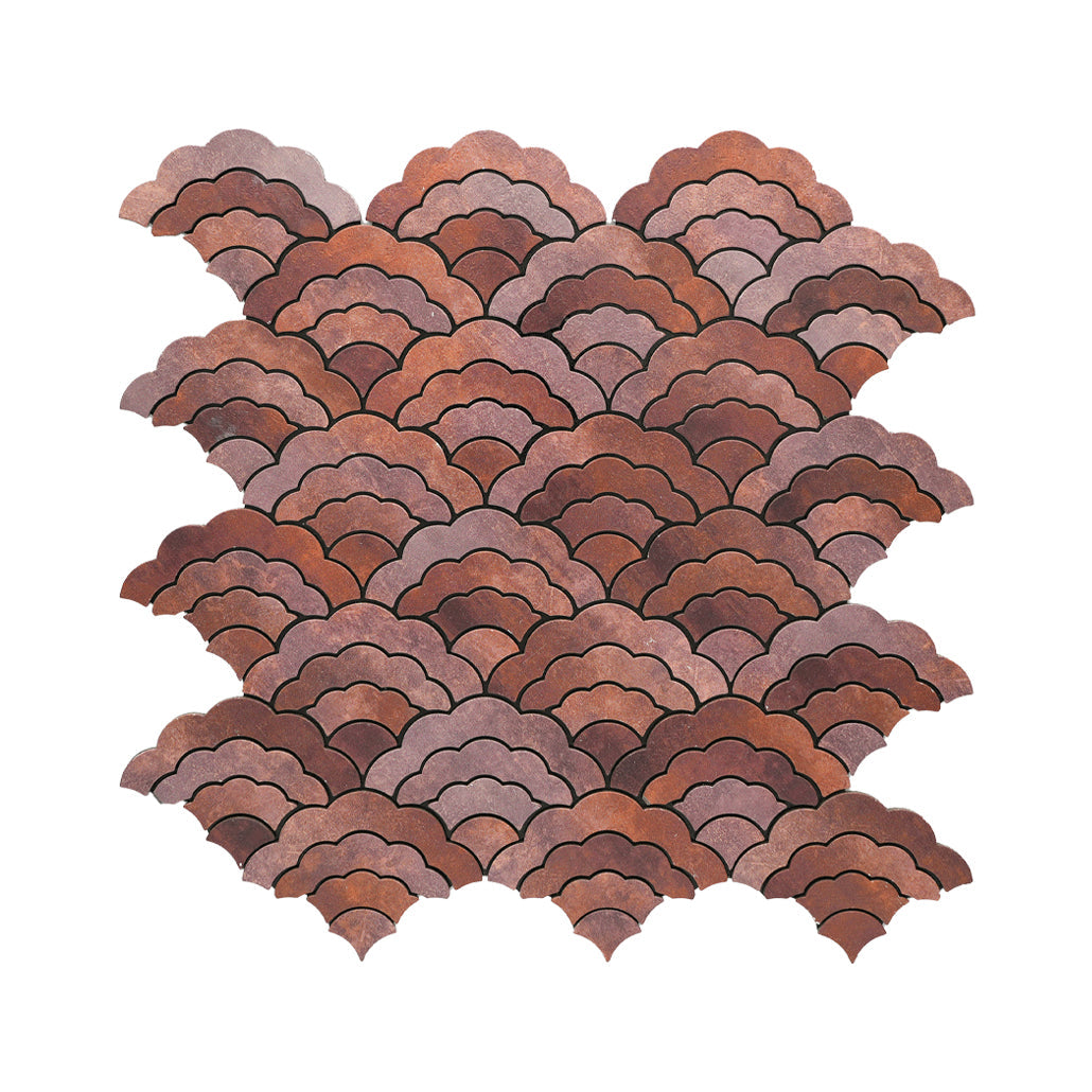 Peel and Stick Mosaic Tile | Fan Copper | 10.55×11.06 in | Metal