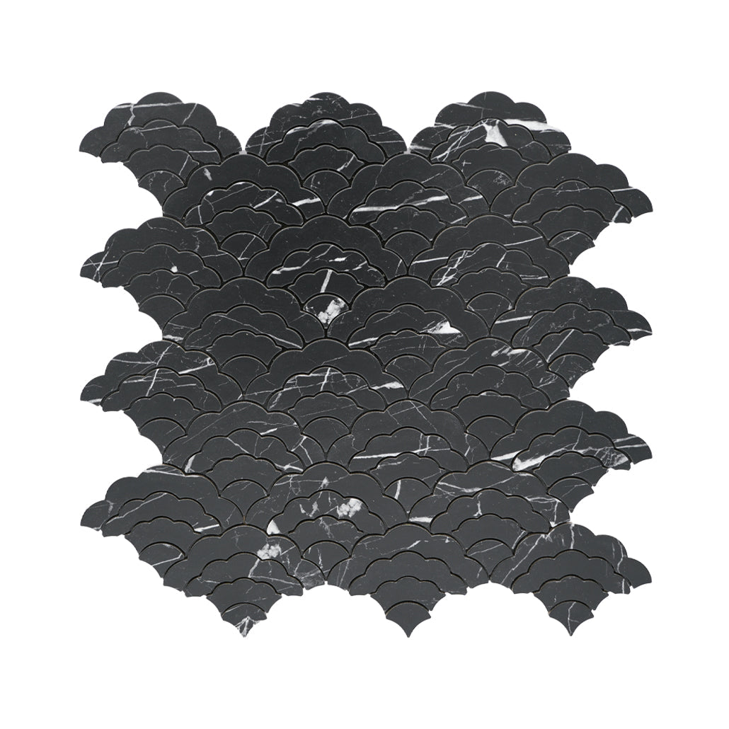 Peel and Stick Mosaic Tile | Fan Black | 10.55×11.06 in | Metal