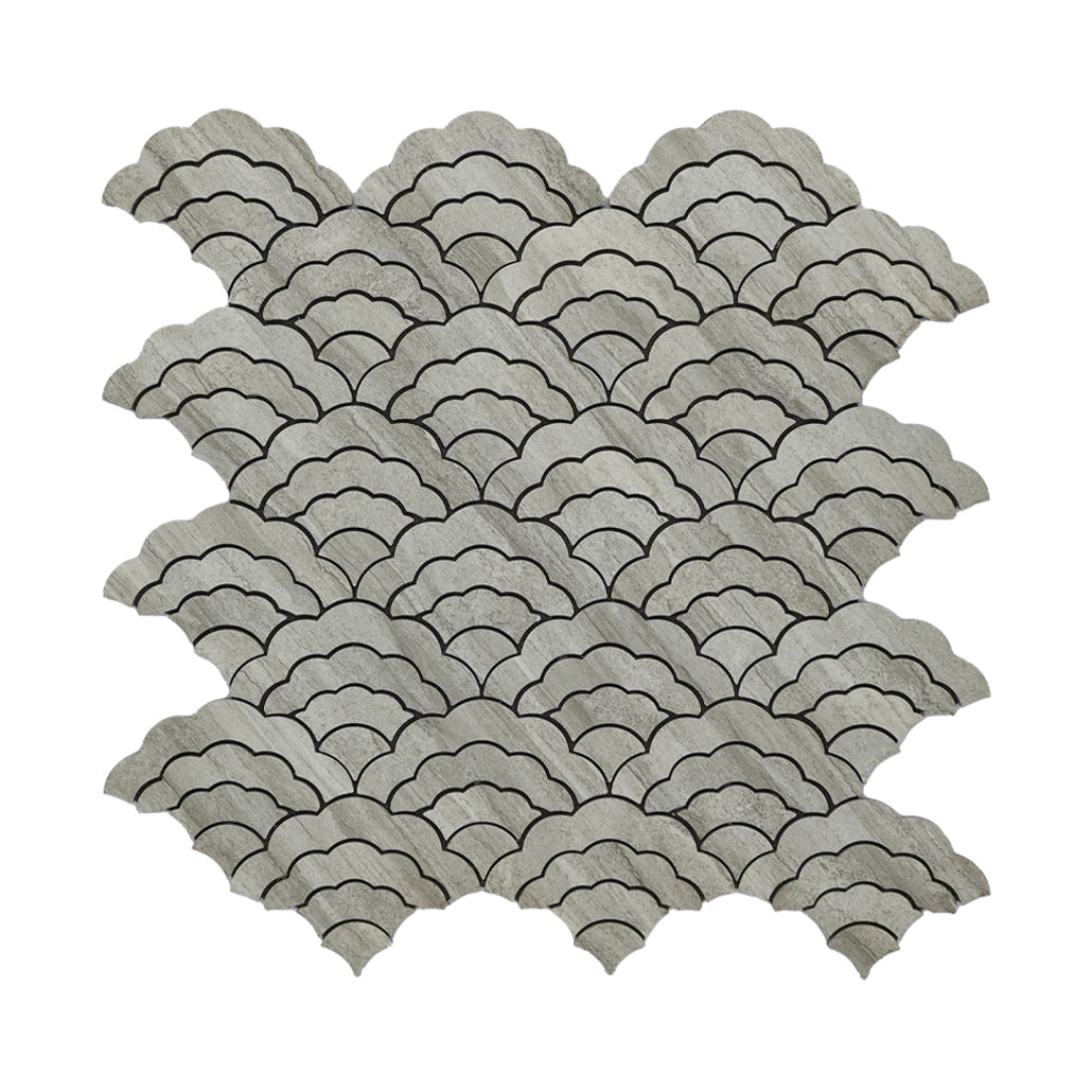 Peel and Stick Backsplash | Fan Gray | 10.55×11.06"
