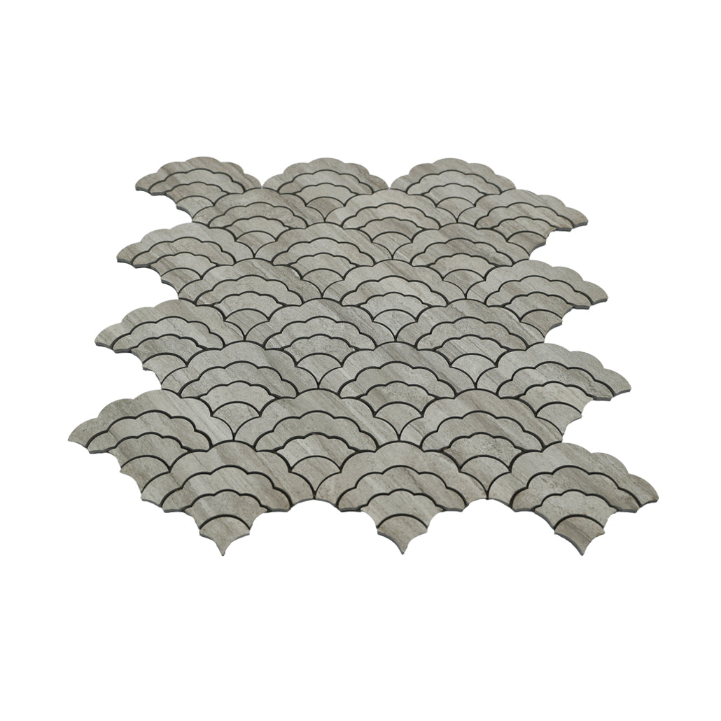 Peel and Stick Backsplash | Fan Gray | 10.55×11.06"
