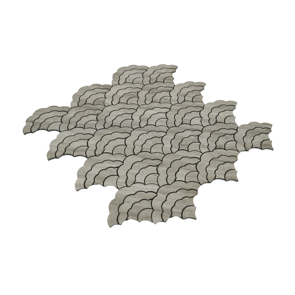Peel and Stick Backsplash | Fan Gray | 10.55×11.06"