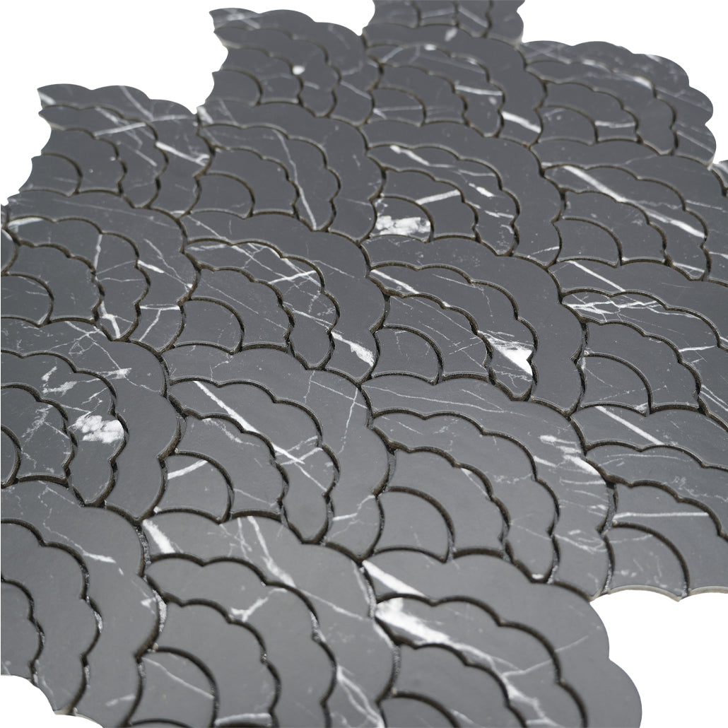 Peel and Stick Backsplash | Fan Black | 10.55×11.06"