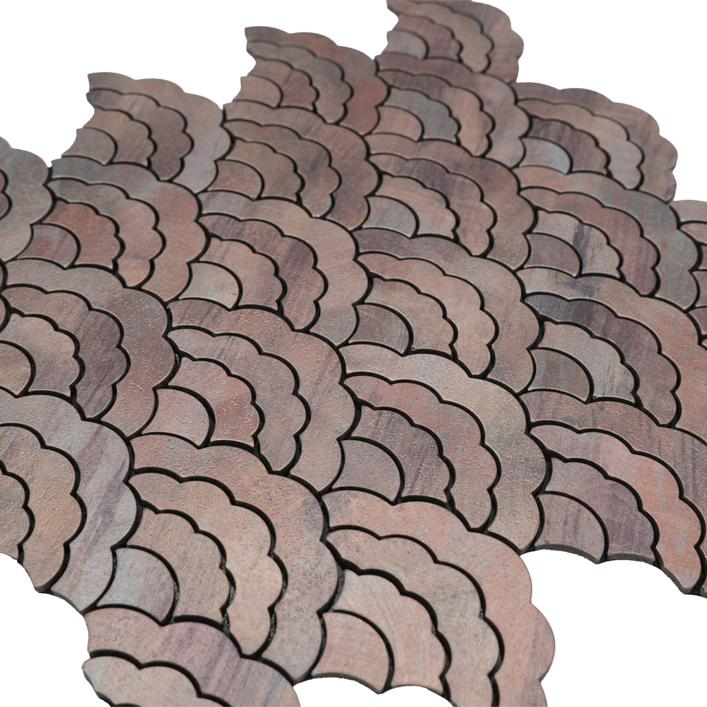 Peel and Stick Mosaic Tile | Fan Mauve | 10.55×11.06 in | Metal