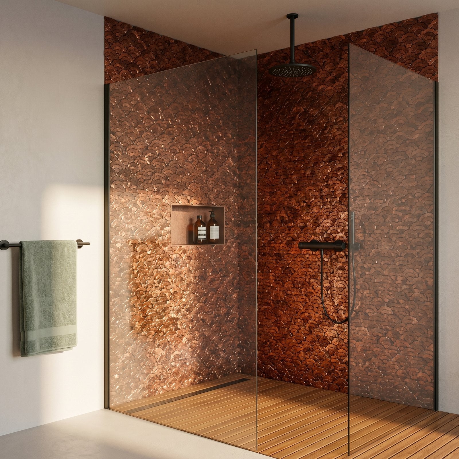 Peel and Stick Backsplash | Fan Copper | 10.55×11.06"