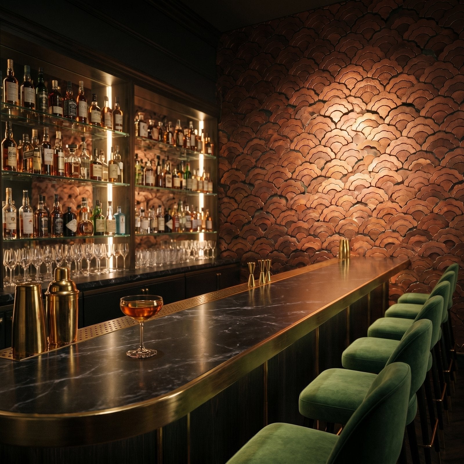 Peel and Stick Backsplash | Fan Copper | 10.55×11.06"