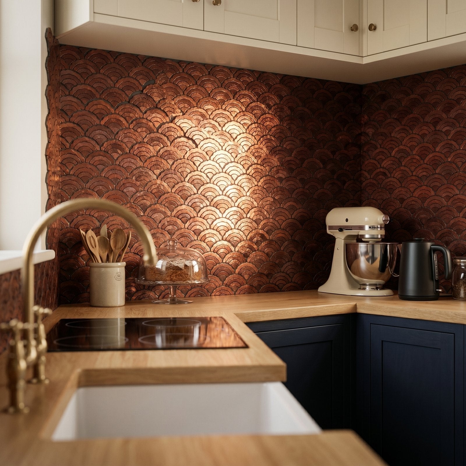 Peel and Stick Backsplash | Fan Copper | 10.55×11.06"