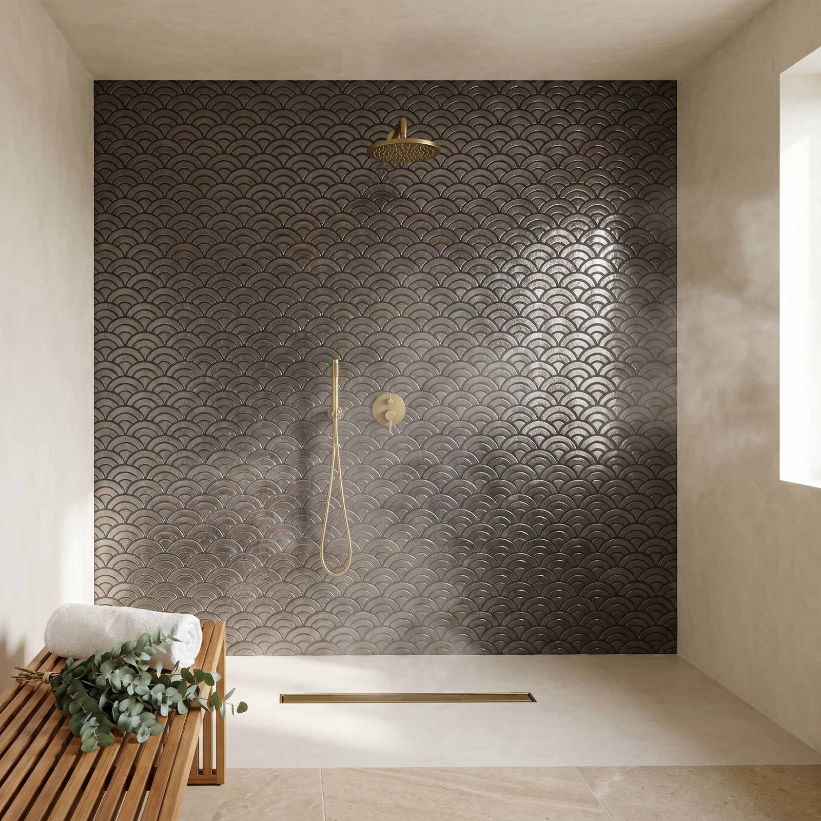 Peel and Stick Backsplash | Fan Anthracite | 10.55×11.06"