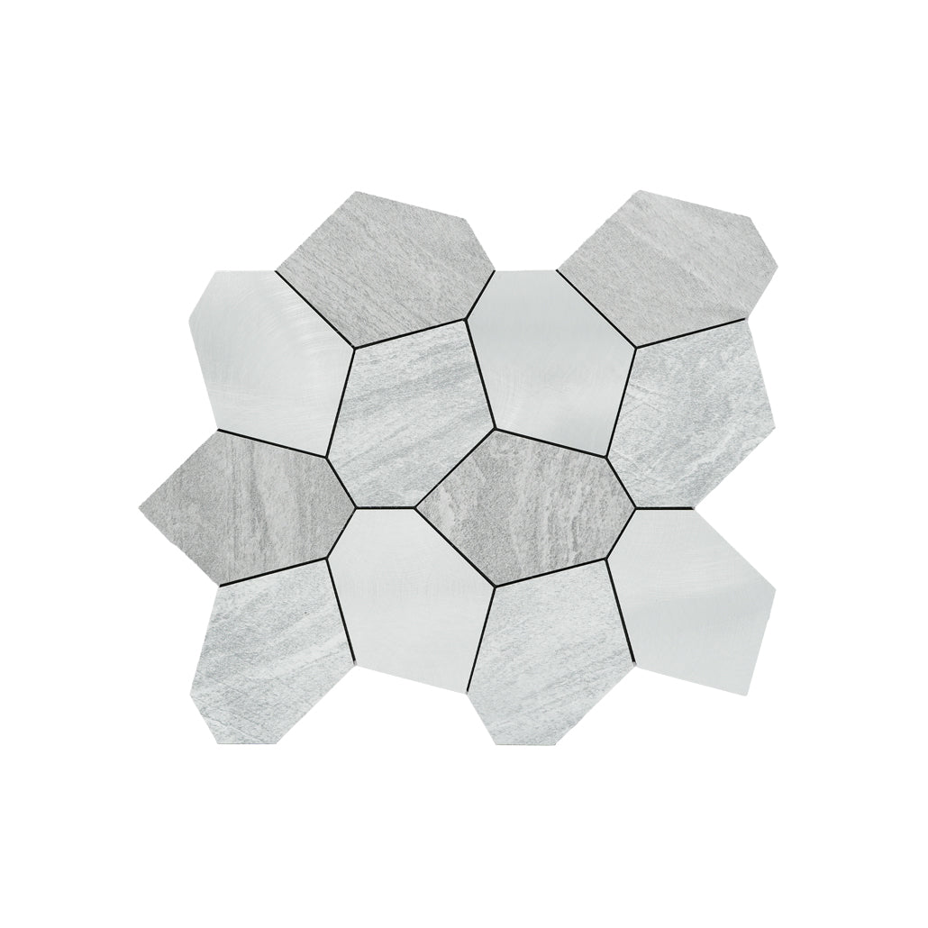 Peel and Stick Backsplash | Polygon Silver | 11.81×10.31"