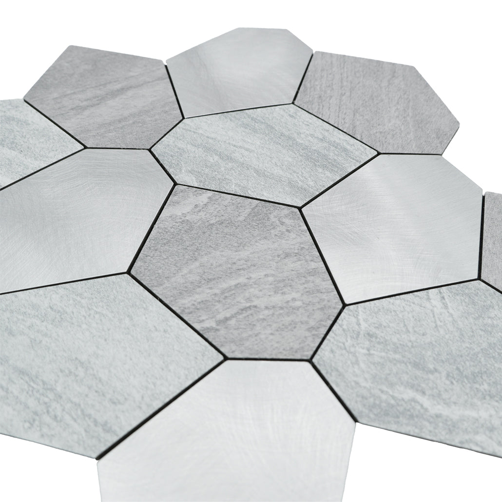 Peel and Stick Backsplash | Polygon Silver | 11.81×10.31"
