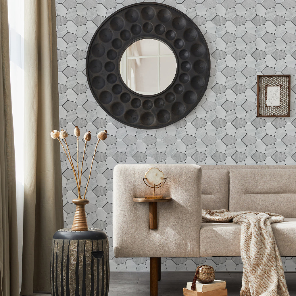 Peel and Stick Backsplash | Polygon Silver | 11.81×10.31"
