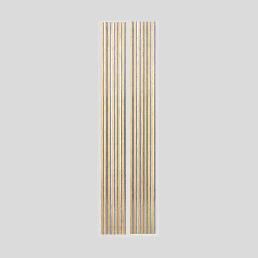 Acoustic Slat Wall Panel | Natural Oak with Gray Felt | Premium 3-sided Wood Veneer