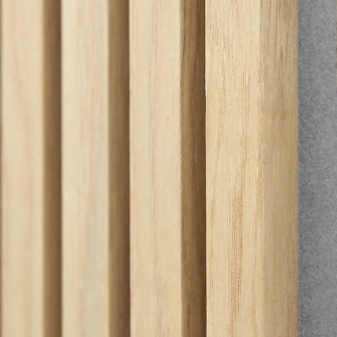 Acoustic Slat Wall Panel | Natural Oak with Gray Felt | Premium 3-sided Wood Veneer