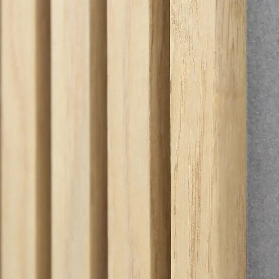 Acoustic Slat Wall Panel | Natural Oak with Gray Felt | Premium 3-sided Wood Veneer