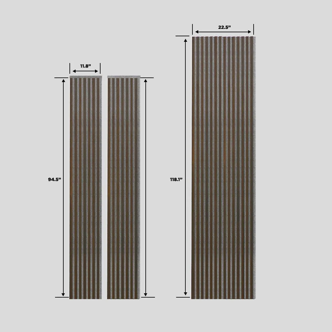 Acoustic Slat Wall Panel | Smoked Oak with Gray Felt | Premium 3-sided Wood Veneer