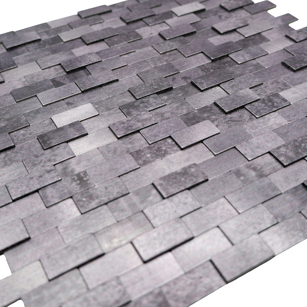 Peel and Stick Backsplash | Brick 3D Anthracite | 11.73×11.81"