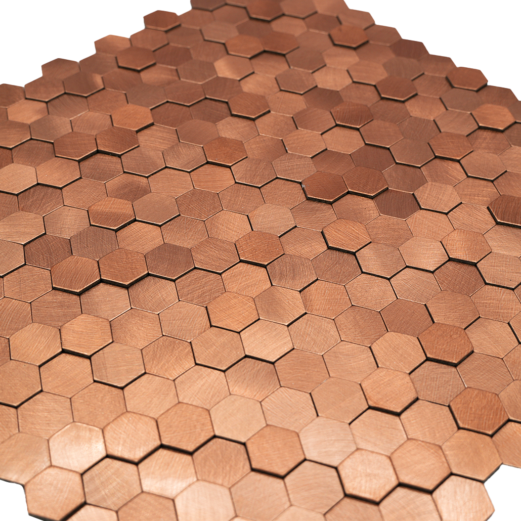 Peel and Stick Backsplash | Mini Hexagon 3D Copper | 11.73×12.09"