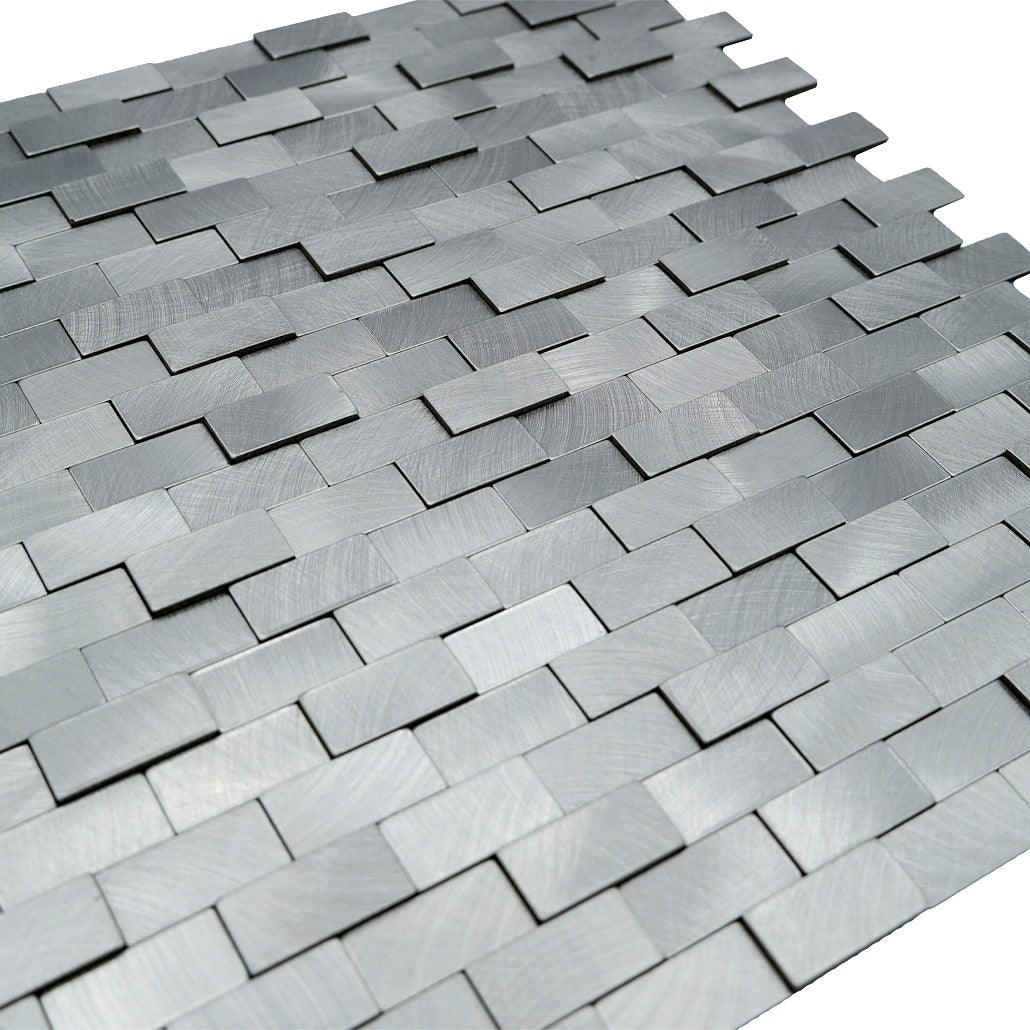 Peel and Stick Backsplash | Brick 3D Silver | 11.73×11.81"