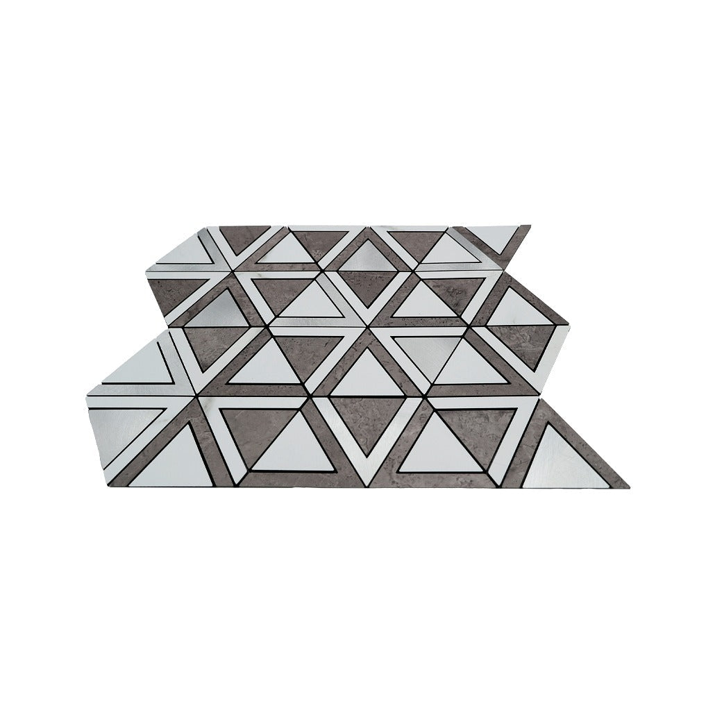 Peel and Stick Backsplash | Triangle Gray White-Silver | 11.3×13.03"