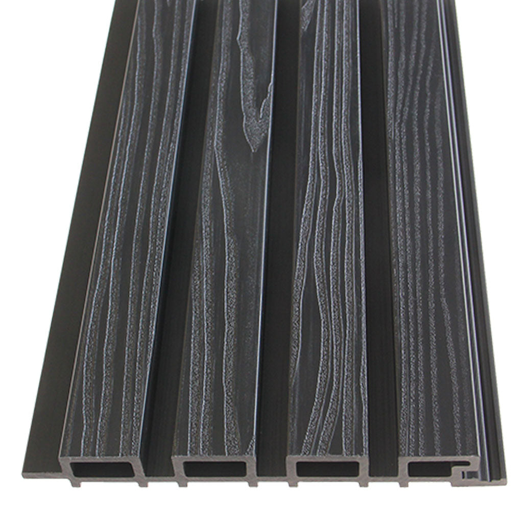 Exterior Wall Panel Black 94.5" | Garden | 3D Wood Grain (2 Panels per Box)