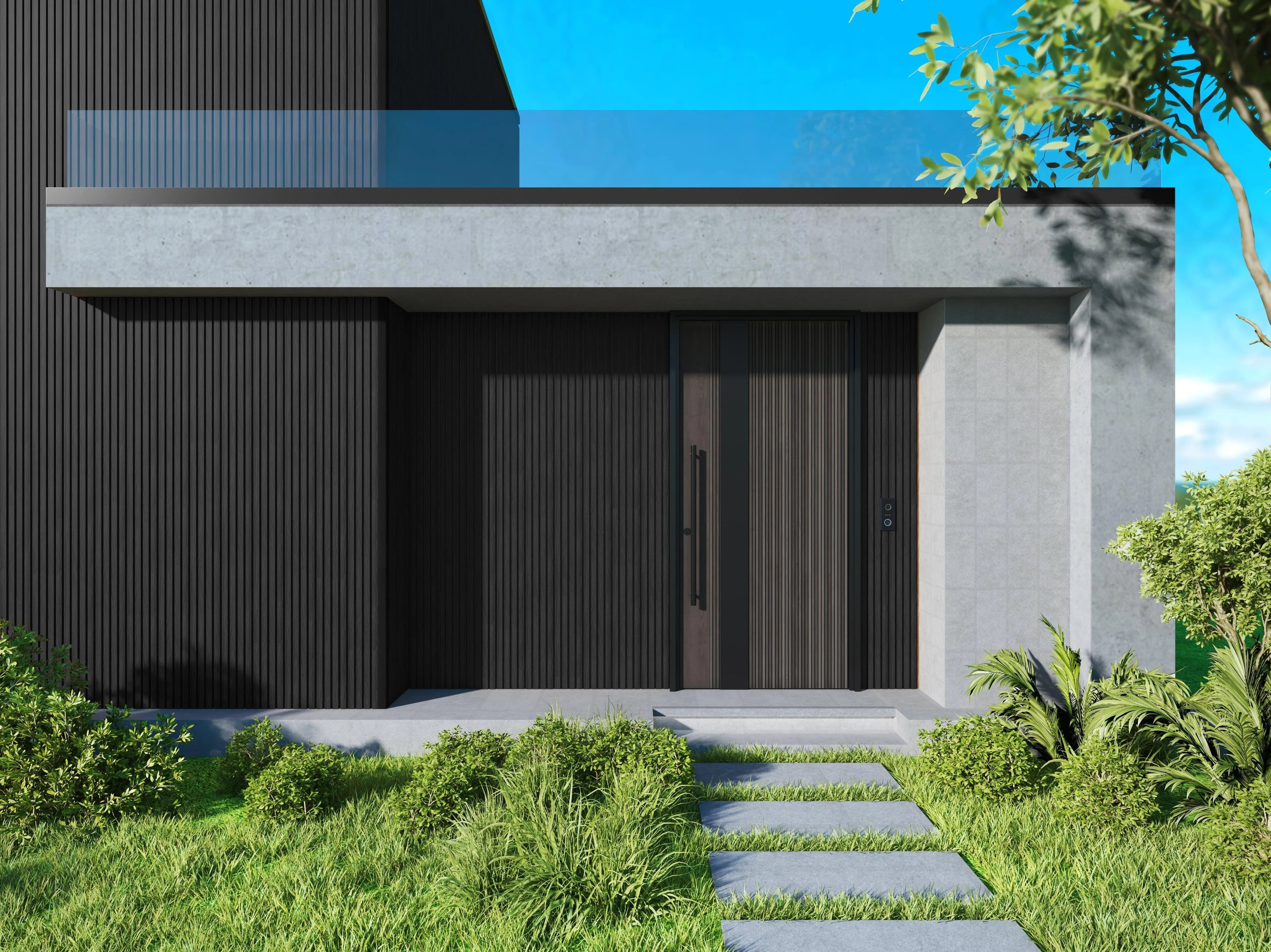 Exterior Wall Panel Black 94.5" | Garden | 3D Wood Grain