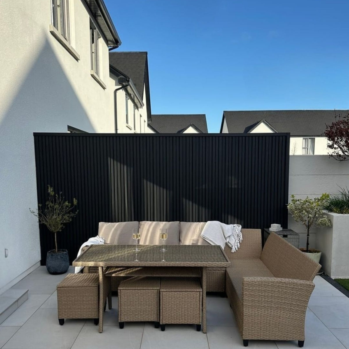 Exterior Wall Panel Black 94.5" | Garden | 3D Wood Grain (2 Panels per Box)