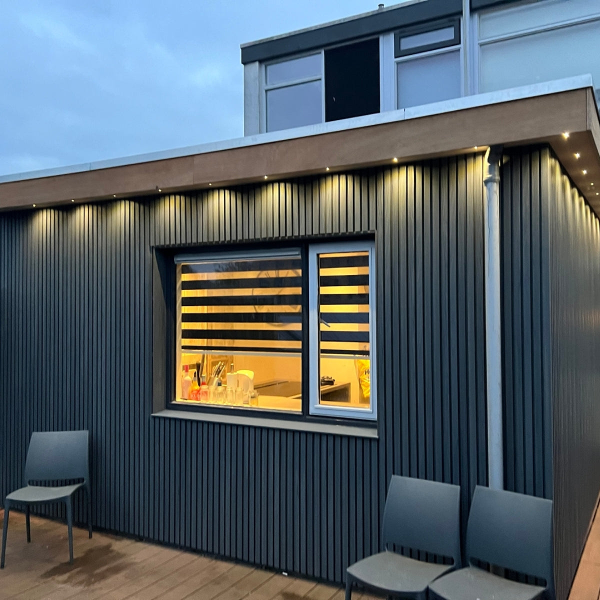 Exterior Wall Panel Black 94.5" | Garden | 3D Wood Grain